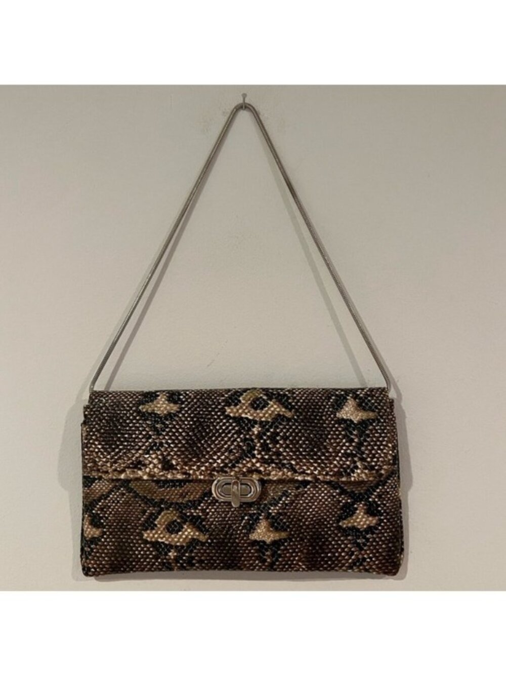 Vintage Snakeskin Animal Print Shoulder Bag